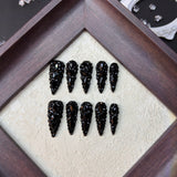 Black Crystal Stiletto Press On Nails