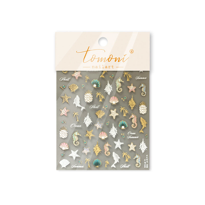 Ocean Treasures: "Seaside Glow" – 5D Metallic Nail Sticker