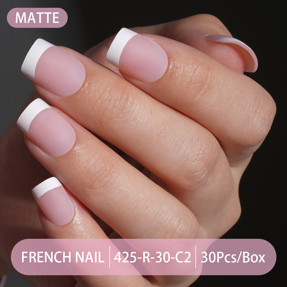 Press on nails French trapezoidal simple high-end sense 30 pieces box detachable fake nail finished pre-made manicure