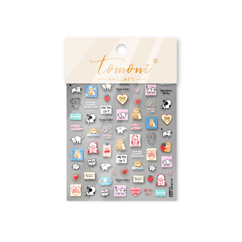 Retro Cartoon Collection: "Vintage Doodle" – 3D Embossed Nail Sticker