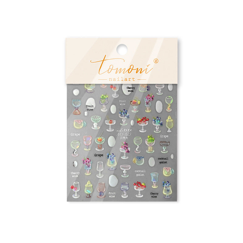 Cocktail & Fruit Goblet: "Summer Fruit Cocktail" – 5D Embossed Nail Sticker