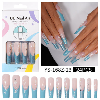 Long press on nails, French versatile patch nail art removable prefabricated fake nail press on nails piece