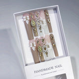 Parisian Nude Gold Relief Press On Nails