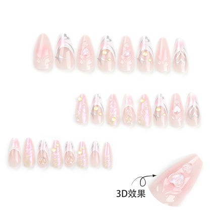 Peach love French  3D almond  mermaid bubble bead nail art piece finished product wholesale｜365nails