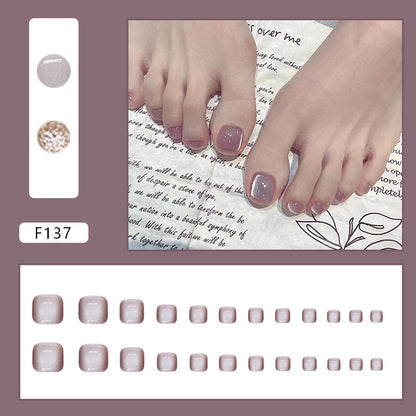Chaser cat eye  and Press-on toenails  Toenail  Purple Solid Color  24 Pieces｜365nails
