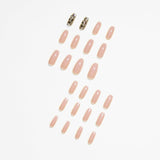 Patch de unha rosa nude com diamante completo, produto finalizado, unhas de pressão, fornecimento direto ｜ 365nails