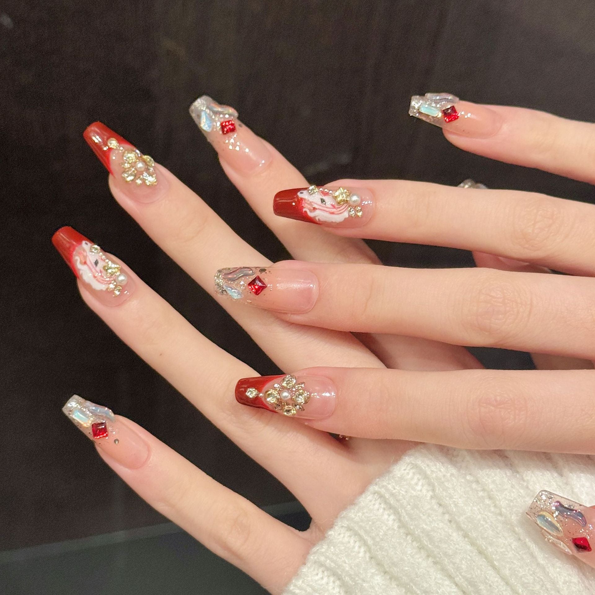 農曆新年系列：「緋紅招財」—長款尖形/長款橢圓形穿戴甲