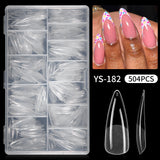 Nail Tips Semi-matte nail pads,  water drop nail pads 504 pieces, boxed non-engraving and grinding ultra-thin and non-marking fake nail patches, nail pads