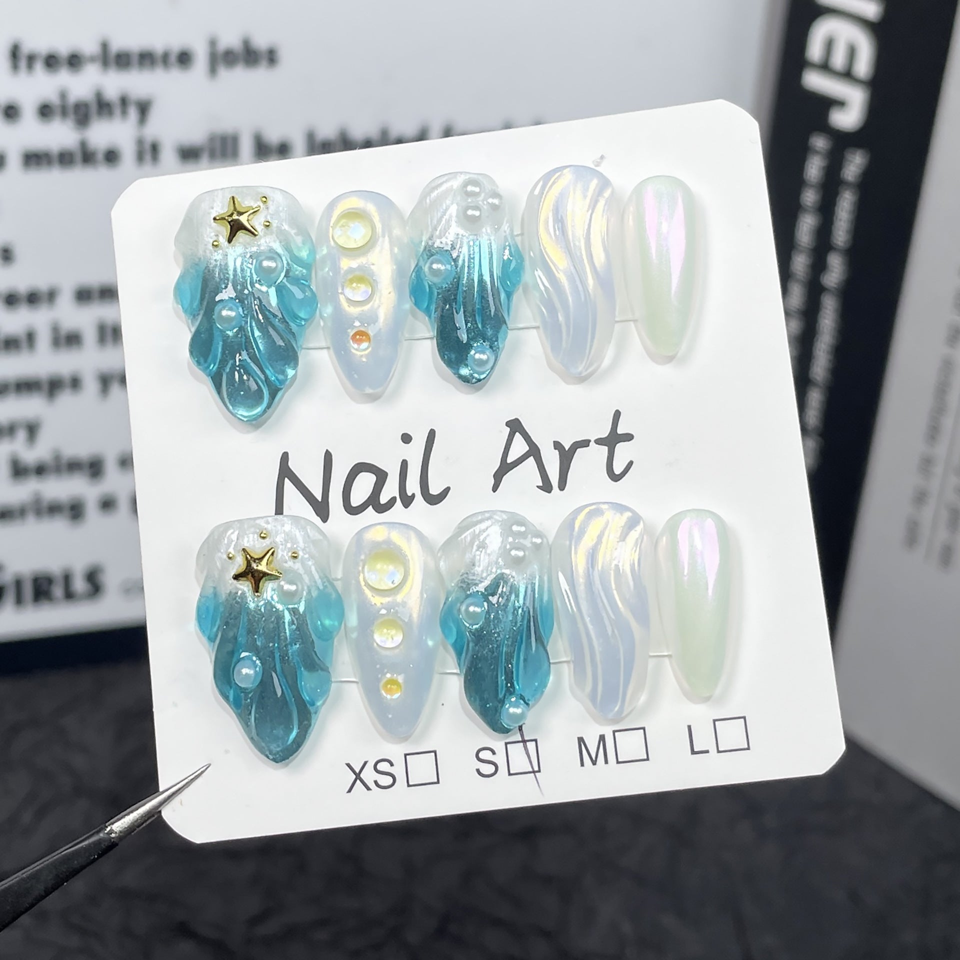 Summer Cool Shell Skirt Ice Muscle Ocean Handmade Press-on Nails Aurora Nail Cat Eye  Almond Nail Batch｜365nails