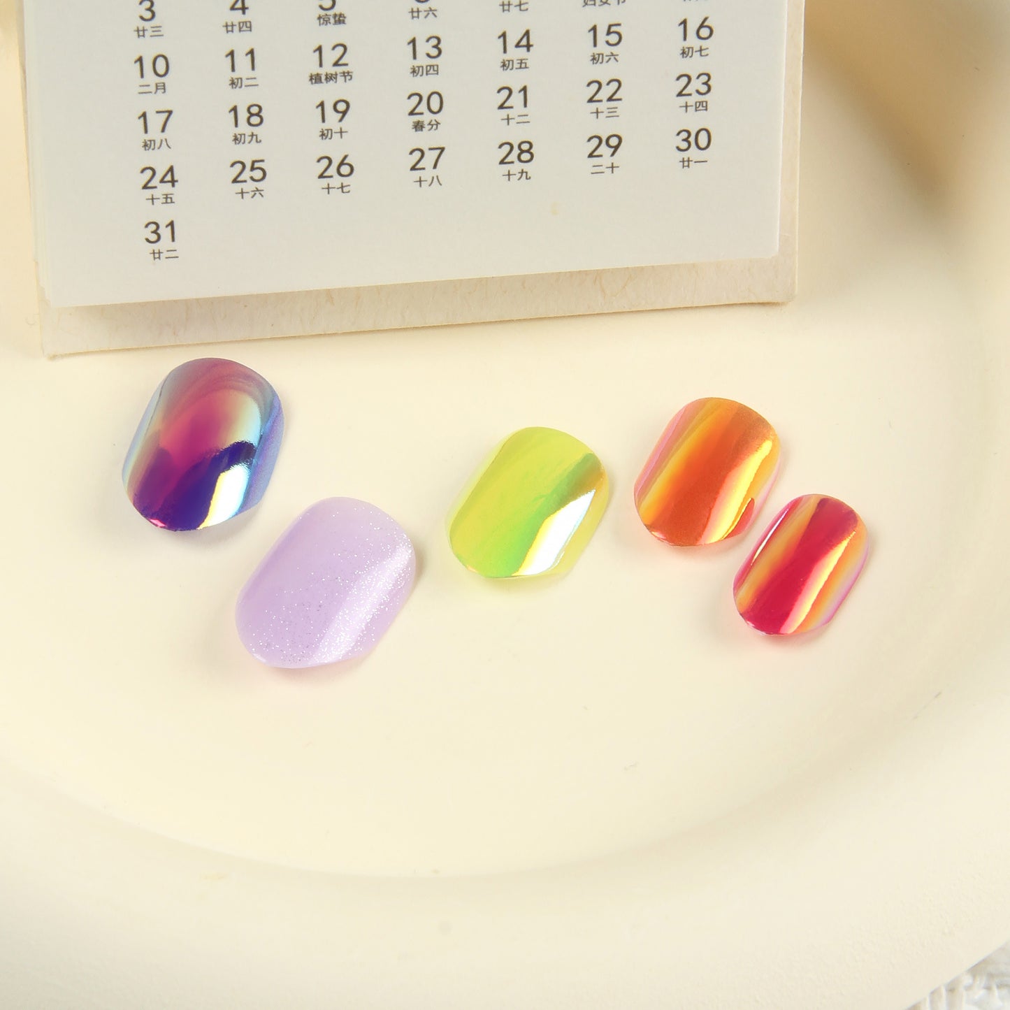 Kids press-on nails Comes with nail patch pointed almond 24 pieces finished product