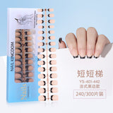 Nail Tips New  French press on nails 240 pieces boxed fake nail manicure work in progress matte full sticker French nail piece