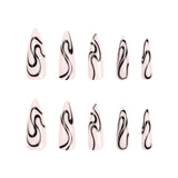 Pieza de uña de manicura con patrón de serpiente, pegatina de uña de punta larga, pieza de uña postiza ｜365nails