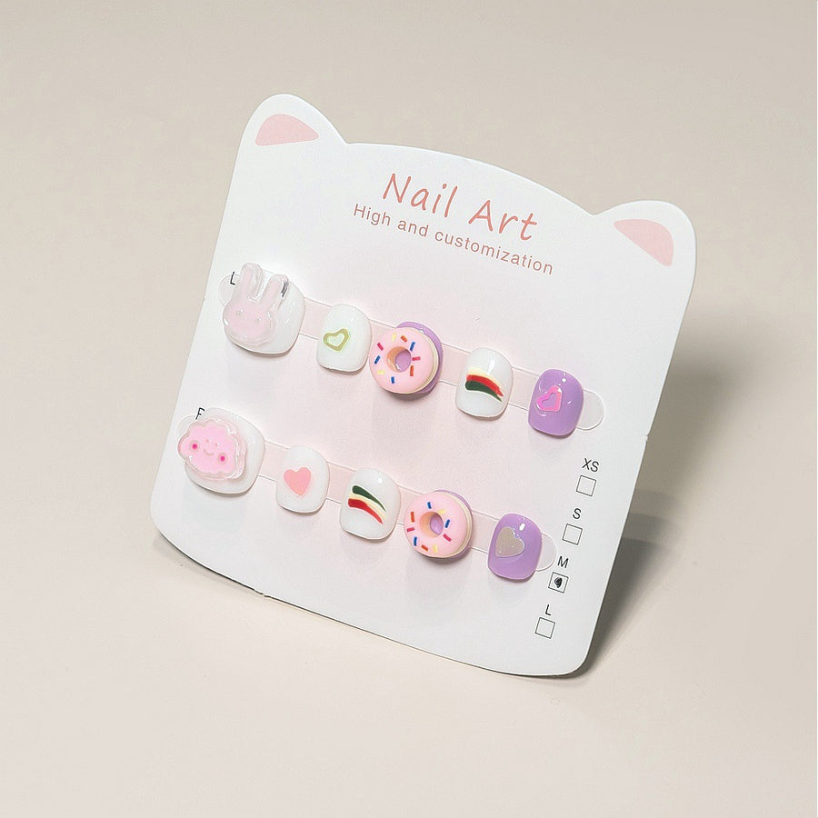 Luminous Rabbit Pastel Cute Kids Press On Nails Set