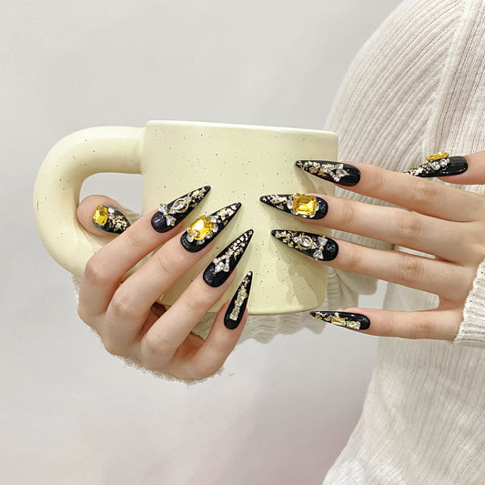 [Paper drunk gold fans] Pure handmade nails copper inlaid zircon K9 diamond jewelry Seiko high-luxury heavy industry manicure | 365nails