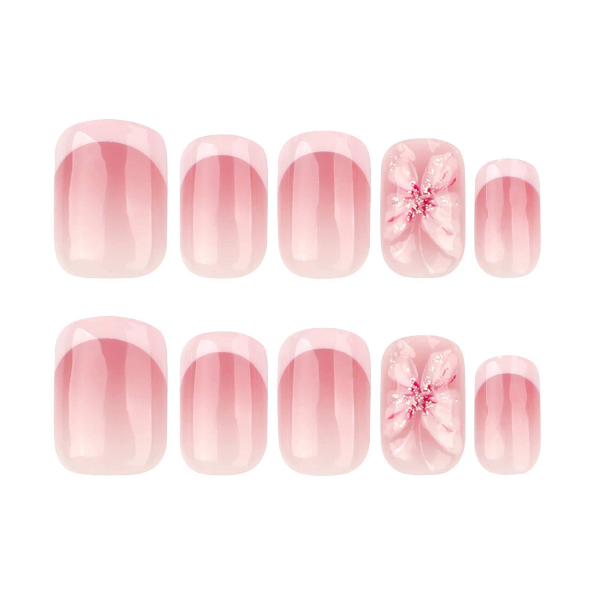 "Pink Butterfly Elegance" - Precision Crafted Press-On Nails