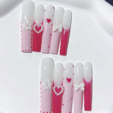 Sweet Heart Bow French Gradient Press On Nails