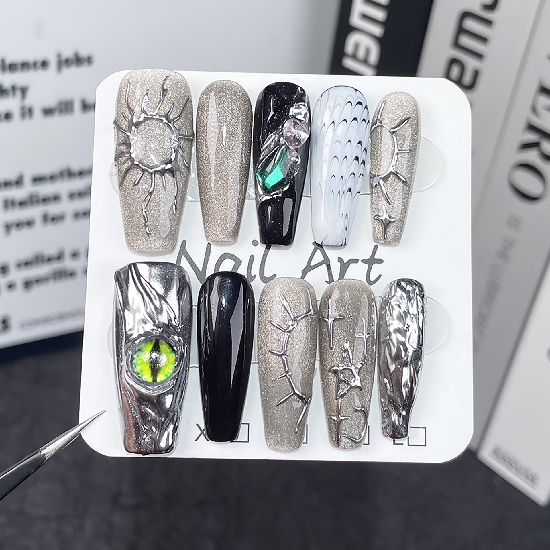 Uñas postizas hechas a mano, estilo Cold Yabi, Cyberpunk, Future Technology Sense, Spice Girls | 365nails