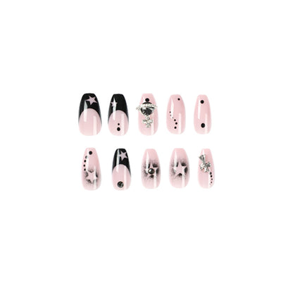 Wear fake nail piece cross Empress Dowager West hollowed out star nail piece finished nail piece press on nails｜365nails