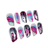 Handmade Press-on Nails Blush Nail New Personalized  Lipstick Nail Hand Painted Embossed Nail Patch｜365nails