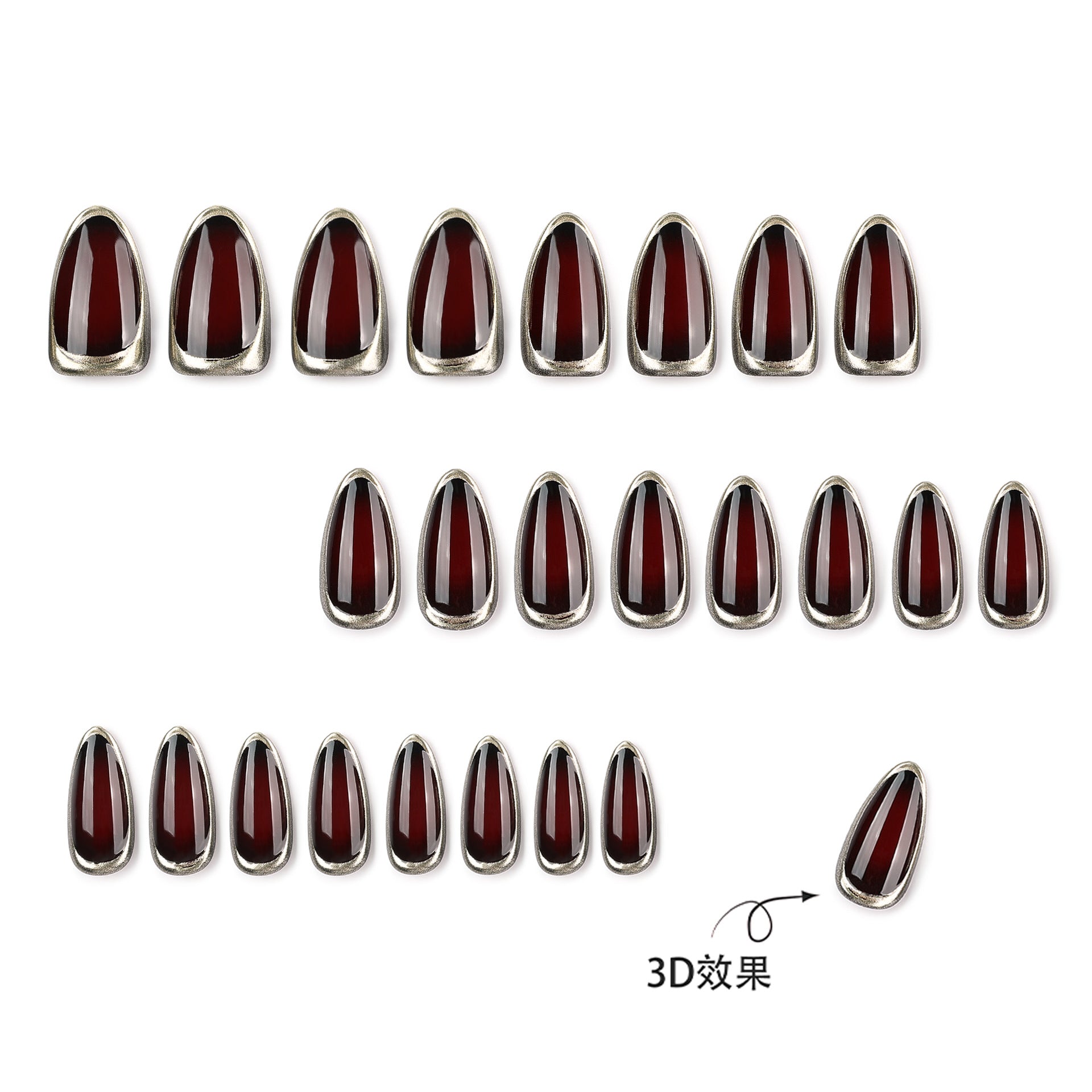 Lefan Cross-border Hot-selling Merrad Wearable Nail Nail Tips 3D Fake Nails Almond Nails Wearable Nail Tips Wholesale