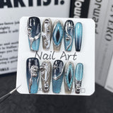 Handmade Press-on Nails  Dark Devil's Eye Irregular Creative Hand-painted Spice Girl Nail Art｜365nails