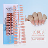 Nail Tips New  French press on nails 240 pieces boxed fake nail manicure work in progress matte full sticker French nail piece