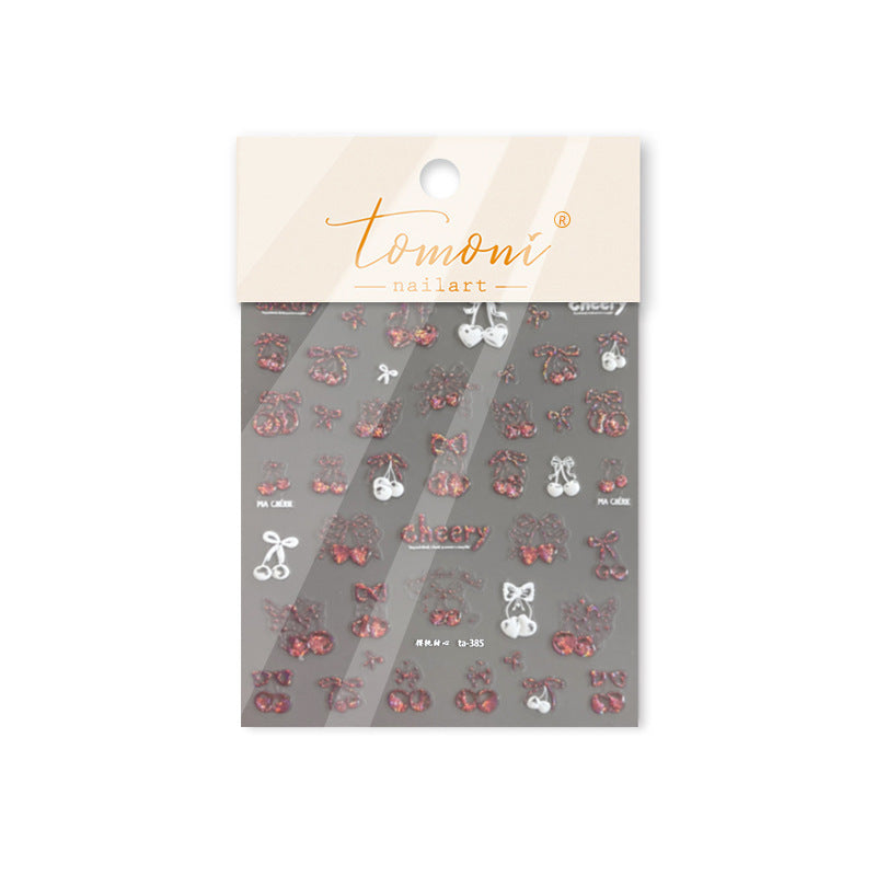 365nails: "Vintage Cherry Bow" –Nail Art Stickers