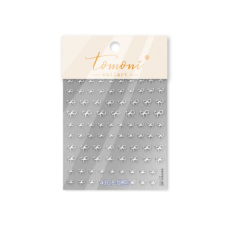 Holographic Mini Bow: "Iridescent Tiny Bow" – 5D Embossed Nail Sticker
