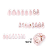 Short almond 3D three-dimensional flower fresh press-on nails