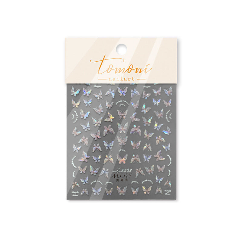 Holographic Butterfly: "Shell Shimmer" – 3D Nail Sticker