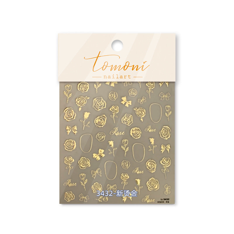 365nails: "Gold Foil Rose & Bow Sticker Set"