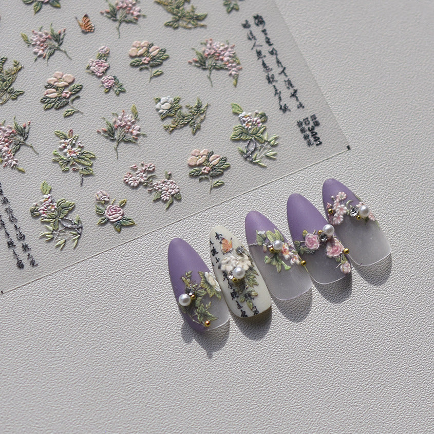 365nails: "Vintage Pink Floral Butterfly" – nail art stickers