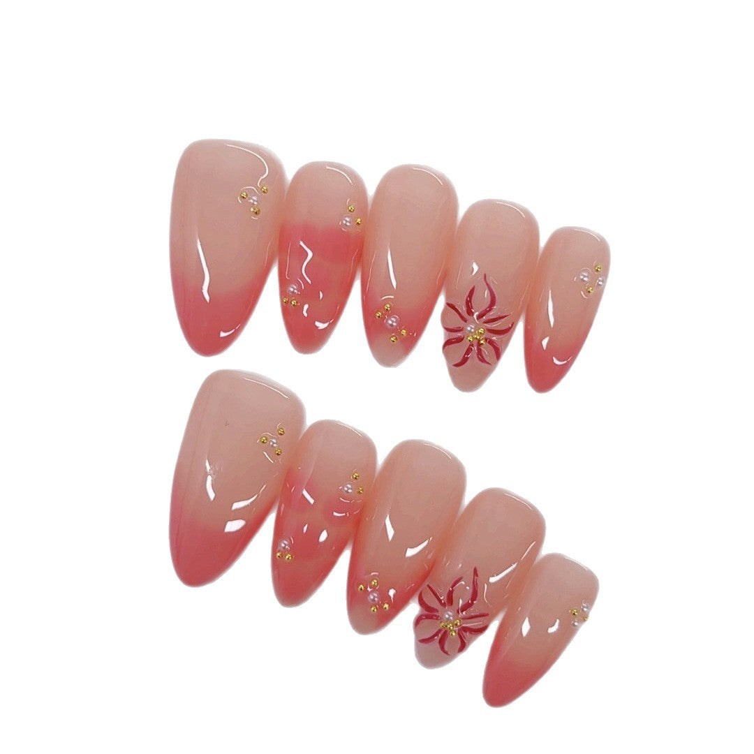 Blush Bloom: "Coral Flower" – Almond Press-Ons