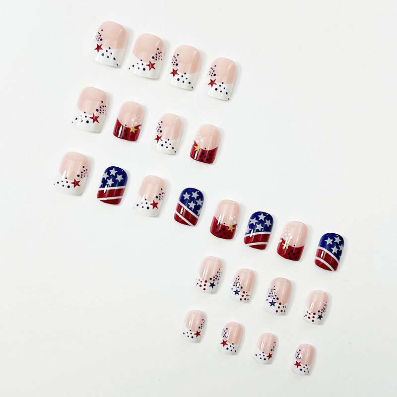 365nails: "Liberty Dots" – Graphic Stars & Polka Printed Short Oval Nails