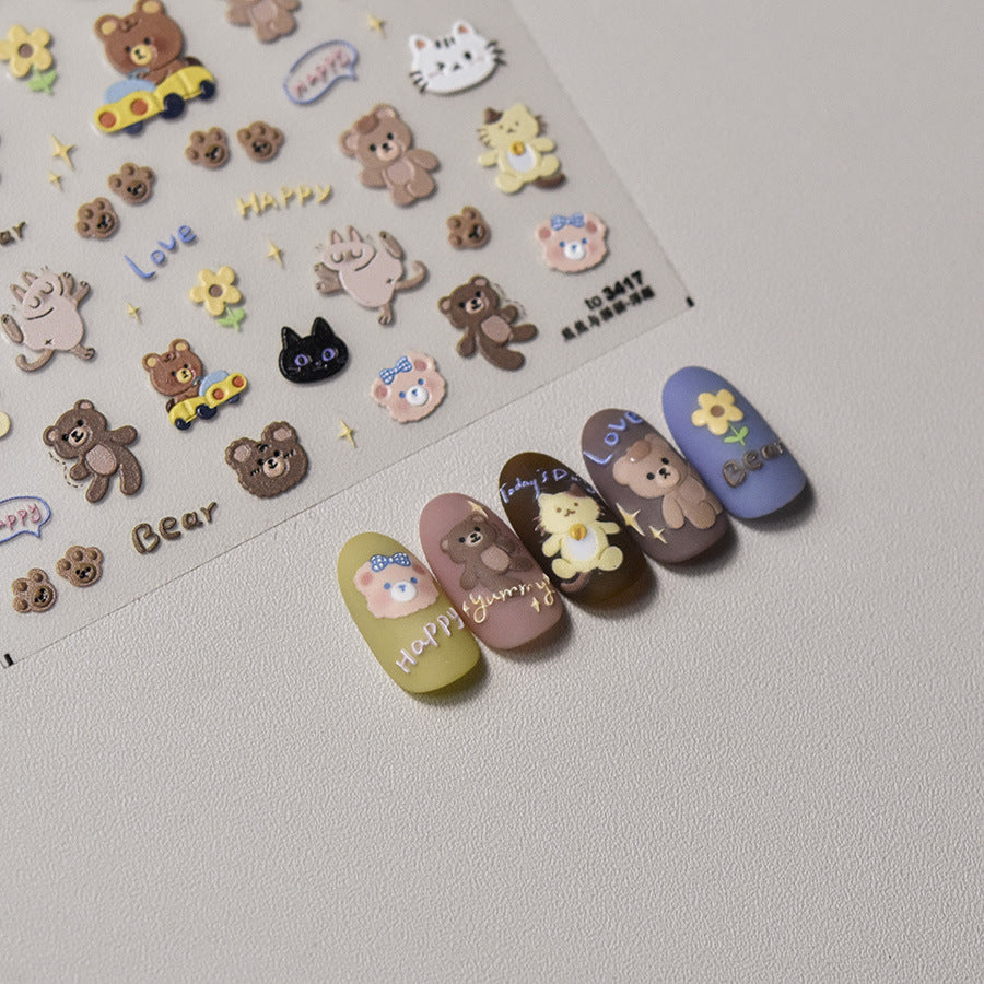 Cute Critter Crew – 3D Embossed Kawaii Nail Art Set