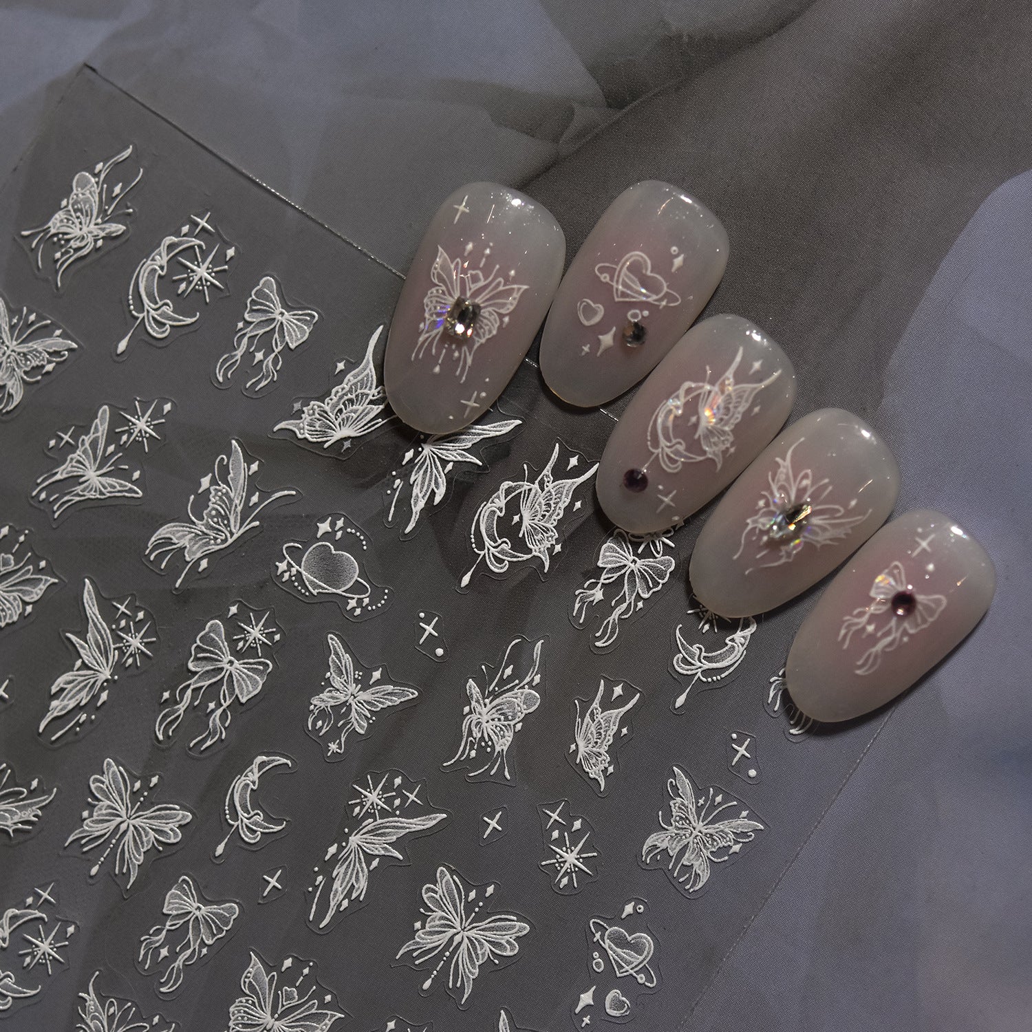 White Celestial Butterfly – 5D Embossed Ethereal Flutter Set