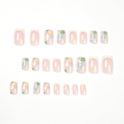 Adesivo de manicure francesa atacado, simples, multicolorido, com flores, removível, para unhas postiças, personalização de unhas｜365nails