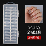 Nail Tips Hot-selling transparent short ladder nail pads 504 pieces C arc seamless nail pads full stickers trapezoidal fake nail press on nails pads