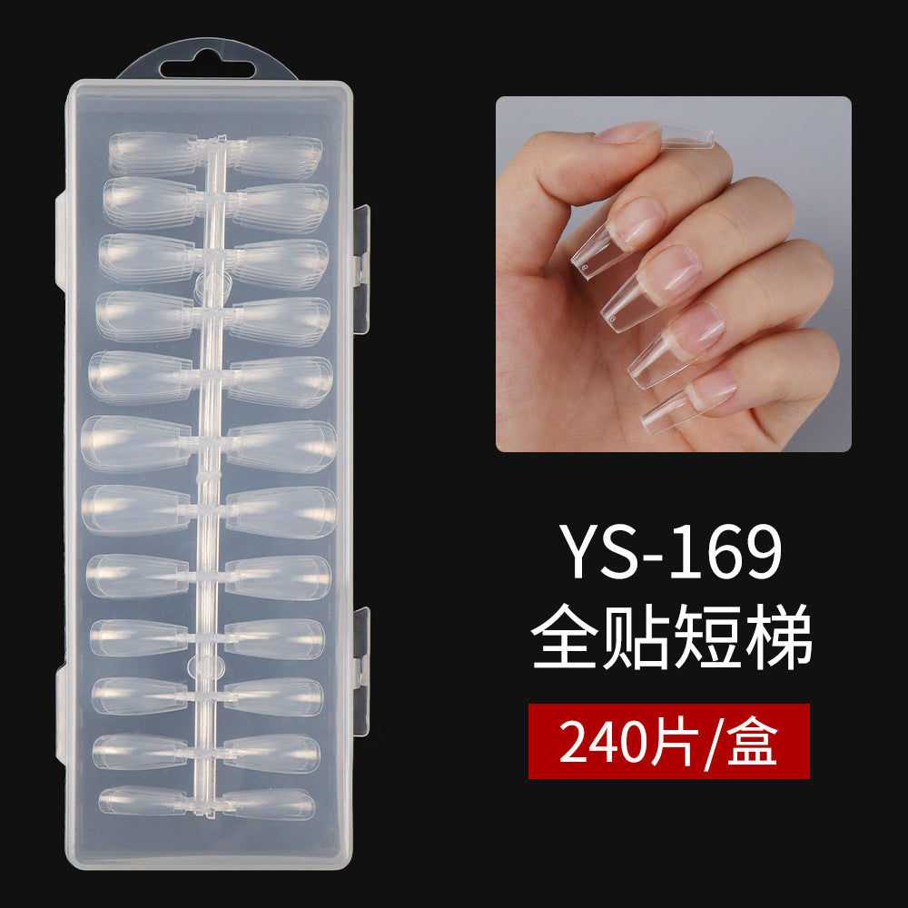 Nail Tips Hot-selling transparent short ladder nail pads 504 pieces C arc seamless nail pads full stickers trapezoidal fake nail press on nails pads
