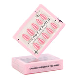 30 boxed high-end magic mirror powder almond short press-on nails