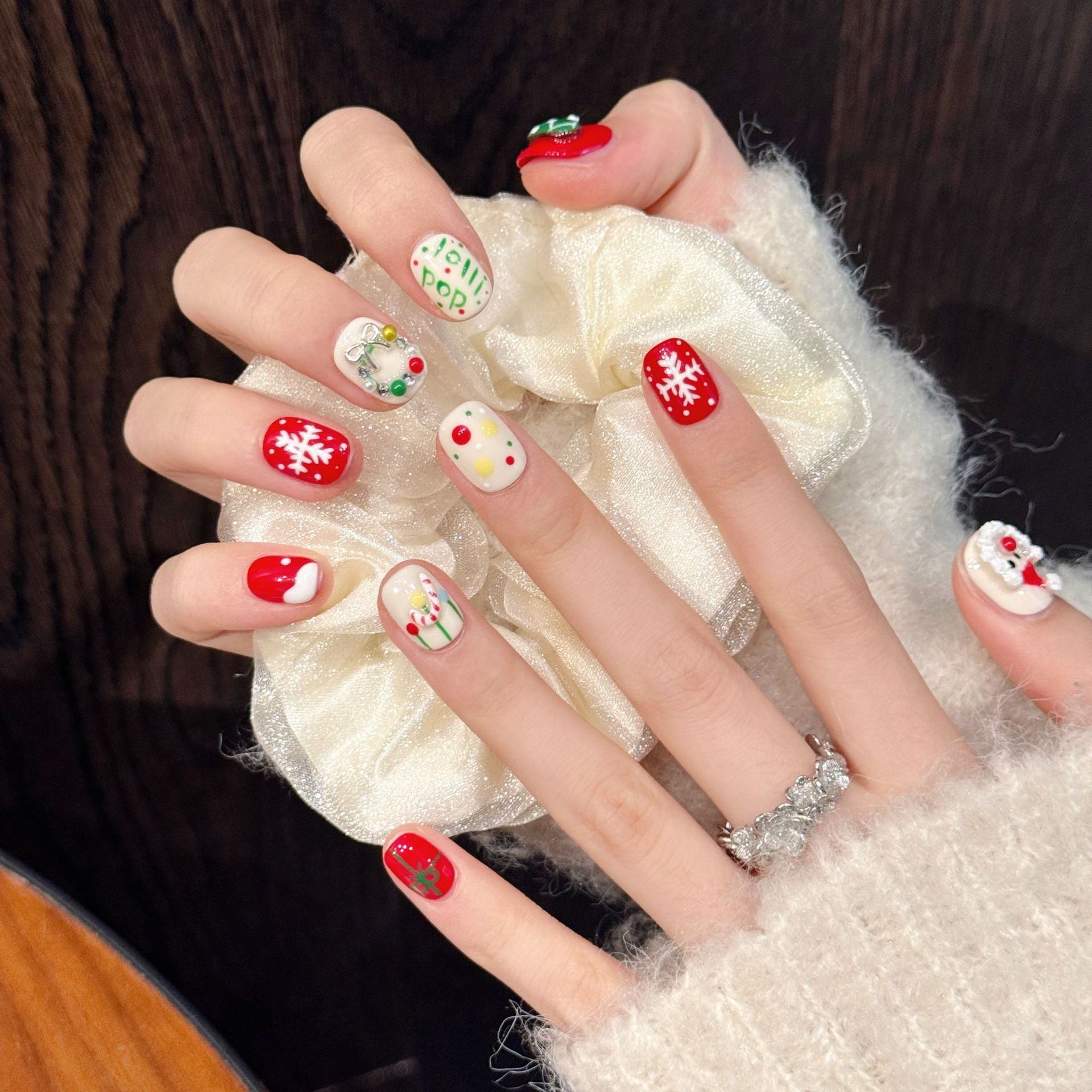Merry Red Cute Christmas Holiday Nails