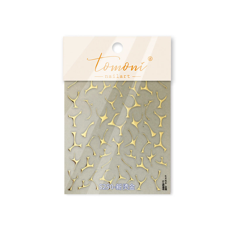 Gold Foil Art Line Collection: "Minimalist Gold Foil Art Line" – 3D Embossed Nail Sticker
