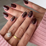 Lefan cross-border hot-selling autumn and winter tortoiseshell wearing nail almond nail manicure nail piece wearable nail piece finished product wholesale