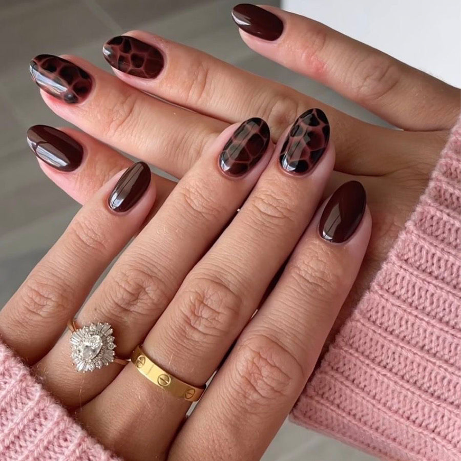 Lefan cross-border hot-selling autumn and winter tortoiseshell wearing nail almond nail manicure nail piece wearable nail piece finished product wholesale