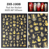 Bronzing glitter christmas nail art sticker flat adhesive snowman christmas DIY nail sticker jewelry DH