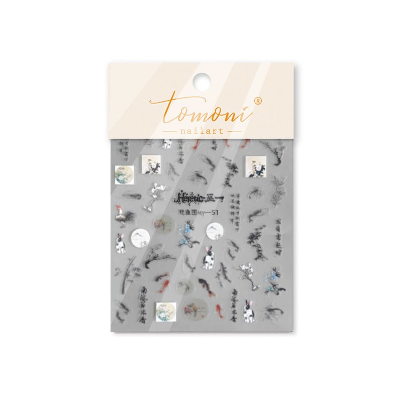 365nails: "Chinese Ink Fish & Rabbit" – nail art stickers