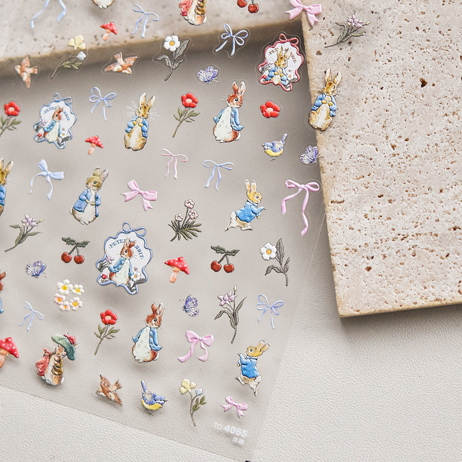 Peter Rabbit & Friends: "Storybook Garden" – 5D Embossed Nail Sticker