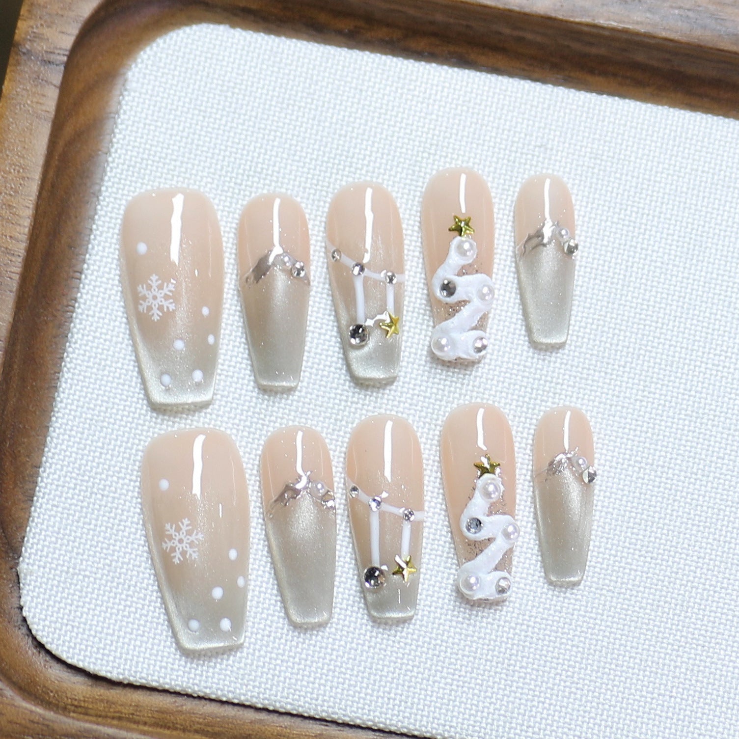 New christmas handmade press-on nails holiday new year