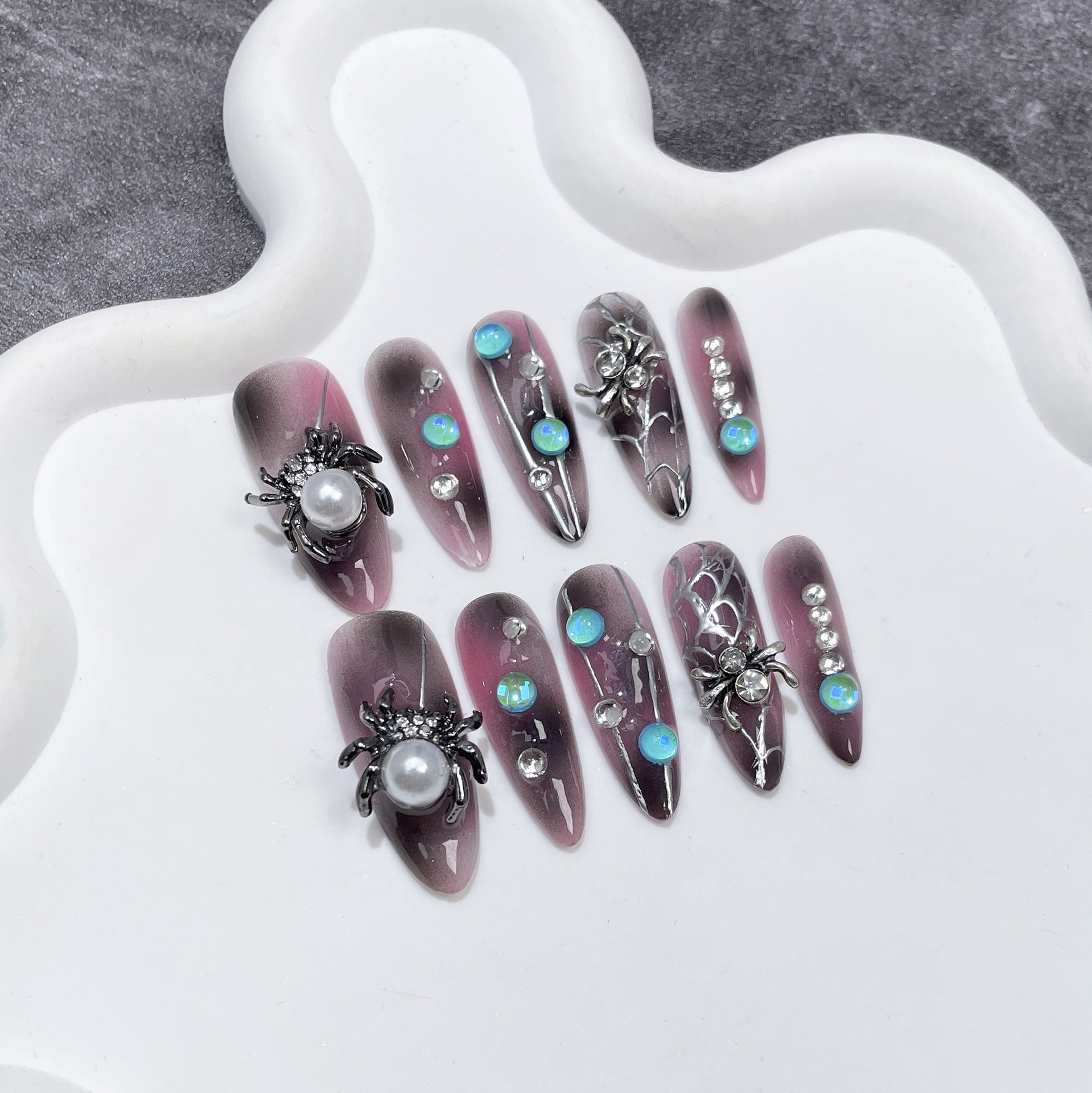 Midnight Web Opal Spider Nail Set