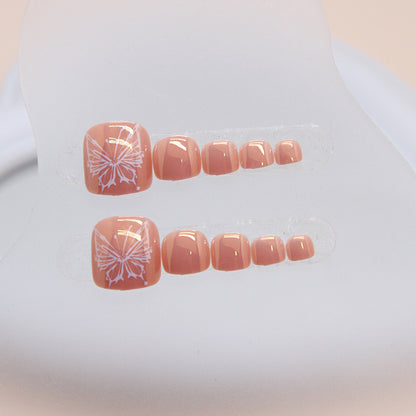 Uñas postizas para pies Aurora Butterfly extraíbles, 24 piezas ｜365nails